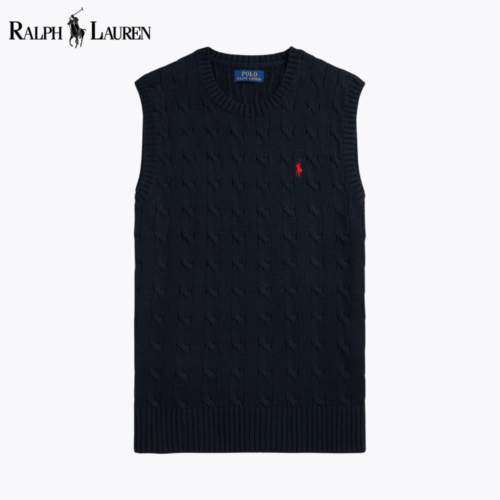 Gilet en maille torsadée RL en coton