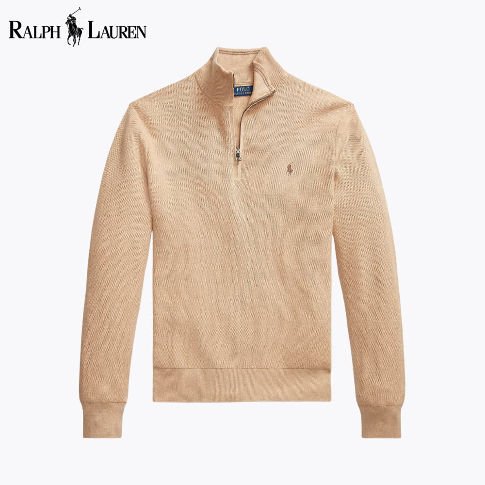 Pull RL en maille de coton à quart de zip
