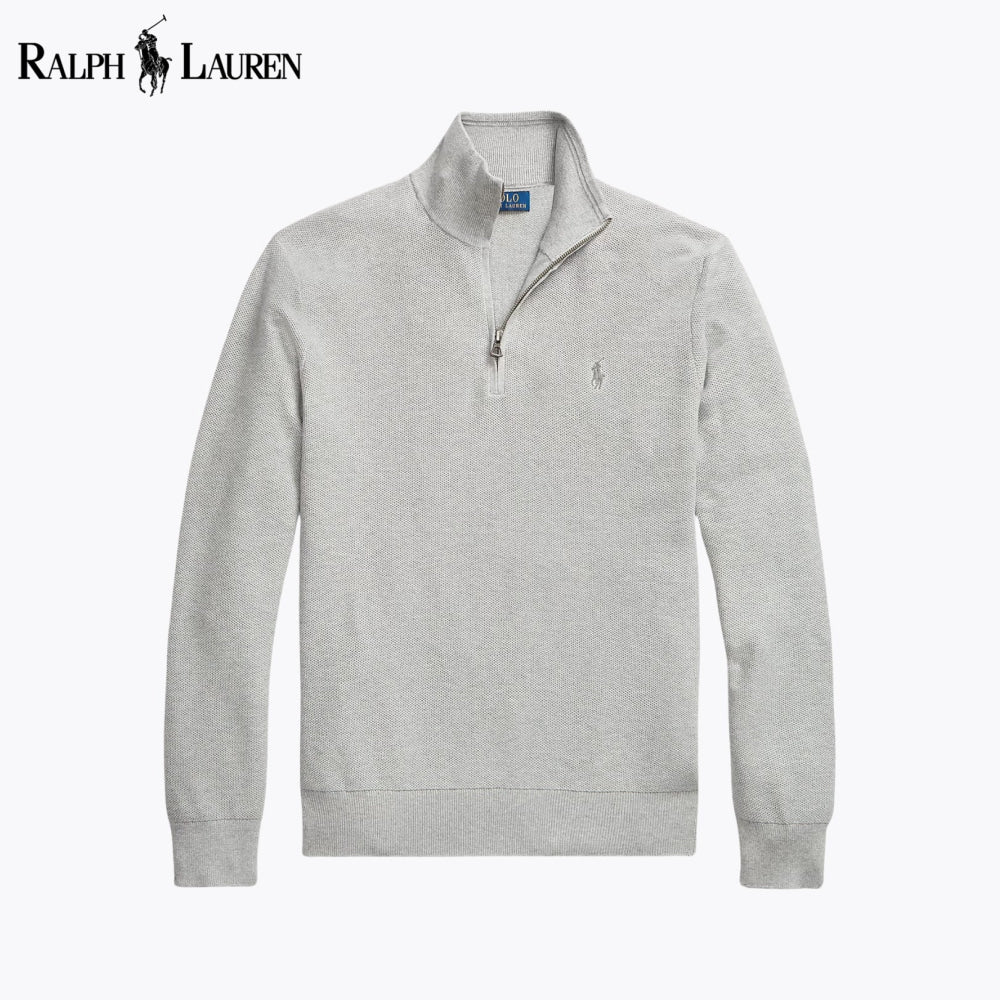 Pull RL en maille de coton à quart de zip