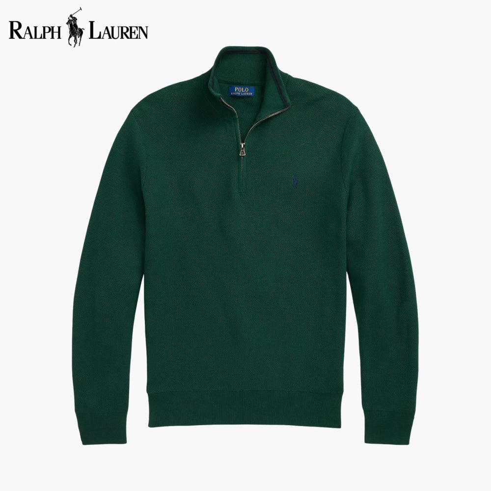 Pull RL en maille de coton à quart de zip