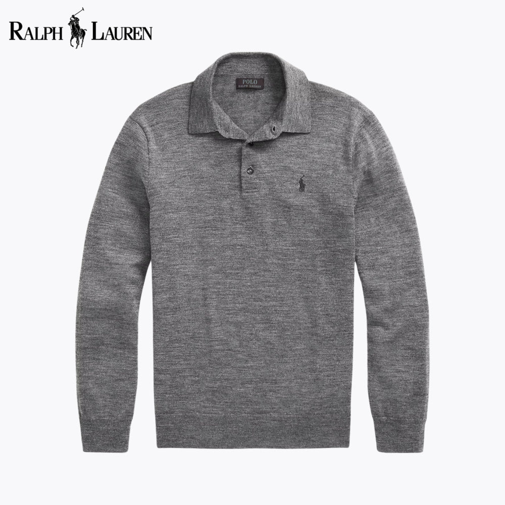 Pull à col polo en laine RL