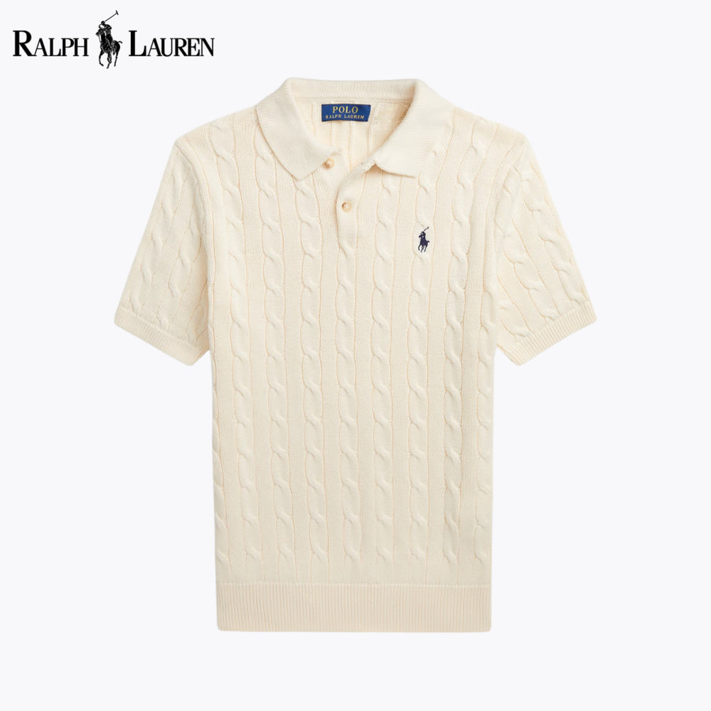 Pull polo en coton à torsades RL