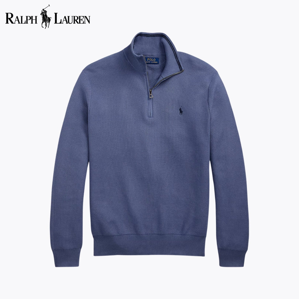 Pull RL en maille de coton à quart de zip