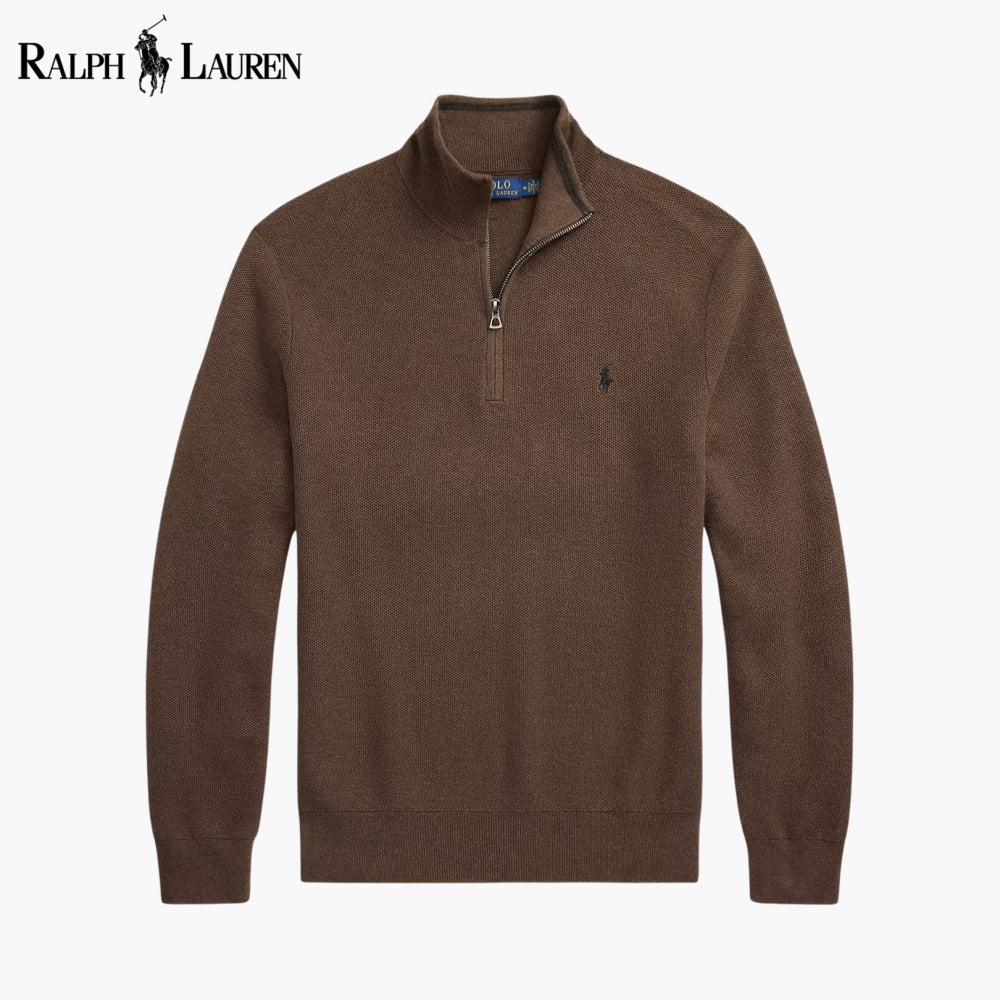 Pull RL en maille de coton à quart de zip