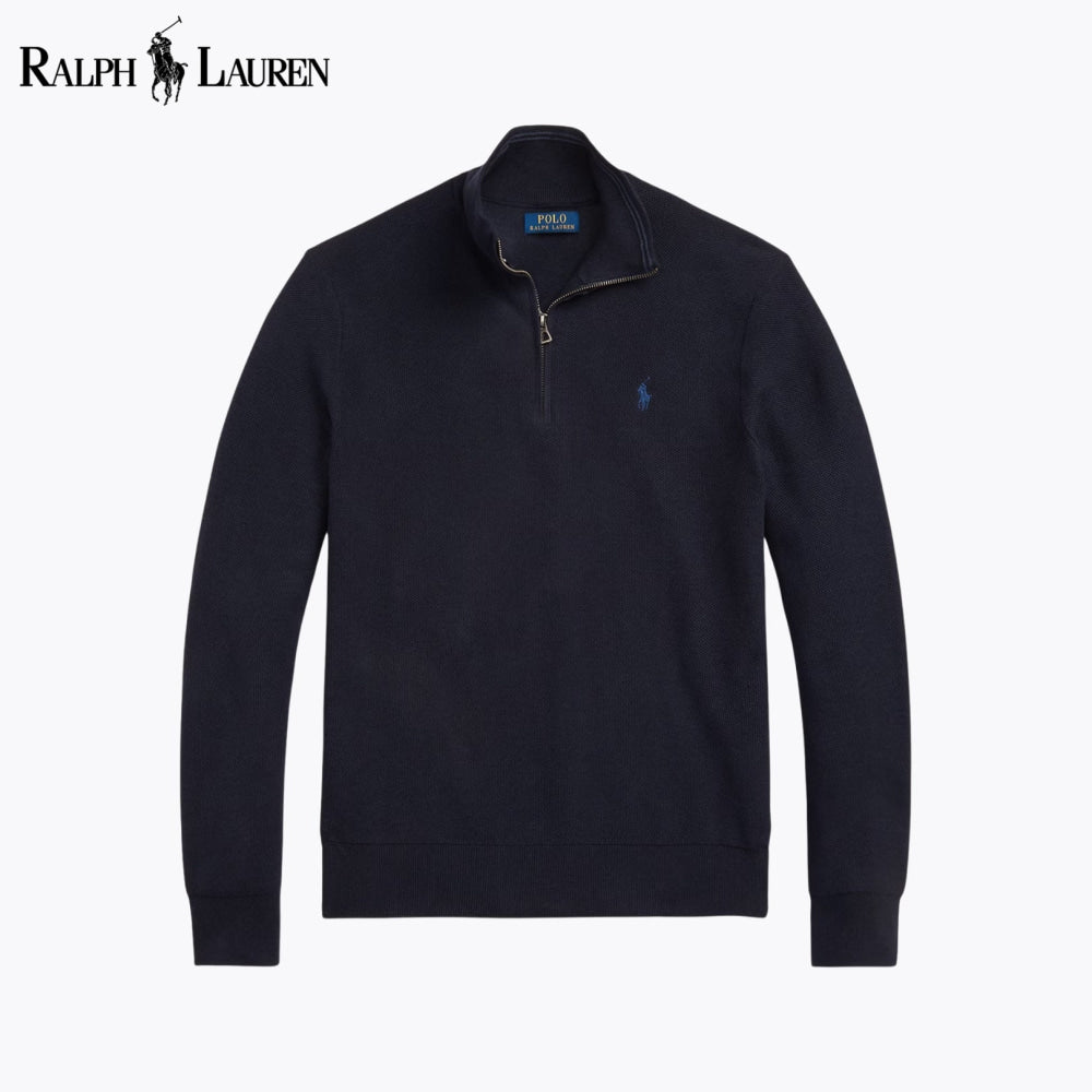 Pull RL en maille de coton à quart de zip