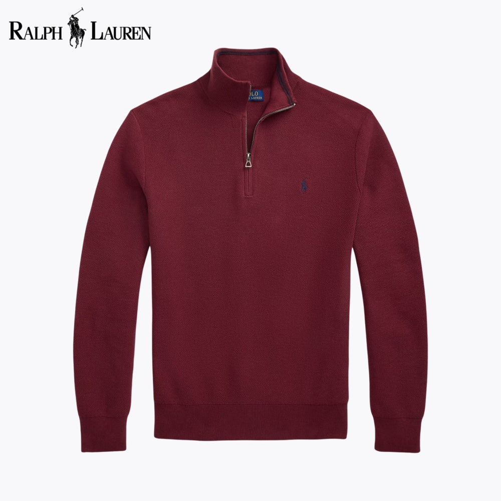 Pull RL en maille de coton à quart de zip