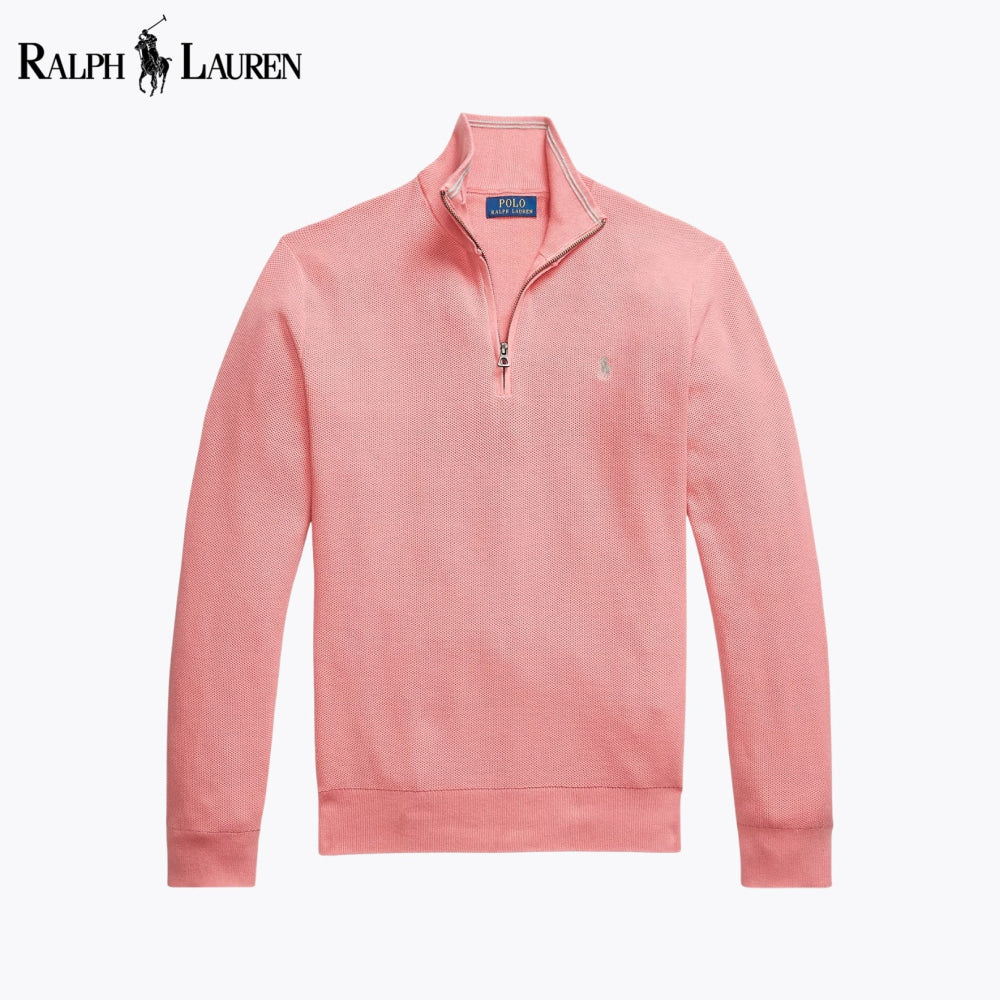 Pull RL en maille de coton à quart de zip
