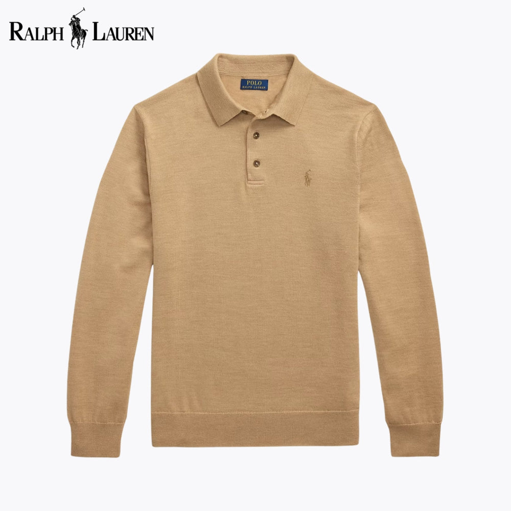 Pull à col polo en laine RL