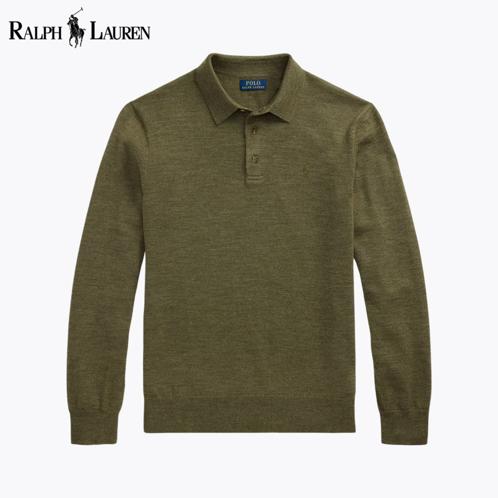 Pull à col polo en laine RL